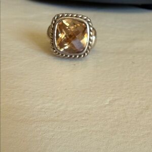 Sterling Silver Ring with Champagne Faceted Stone
